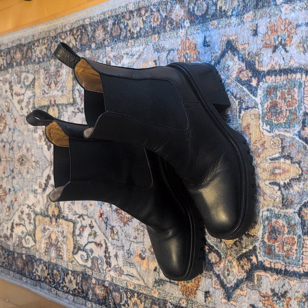 Black Leather Gravity Pope Boots - 38